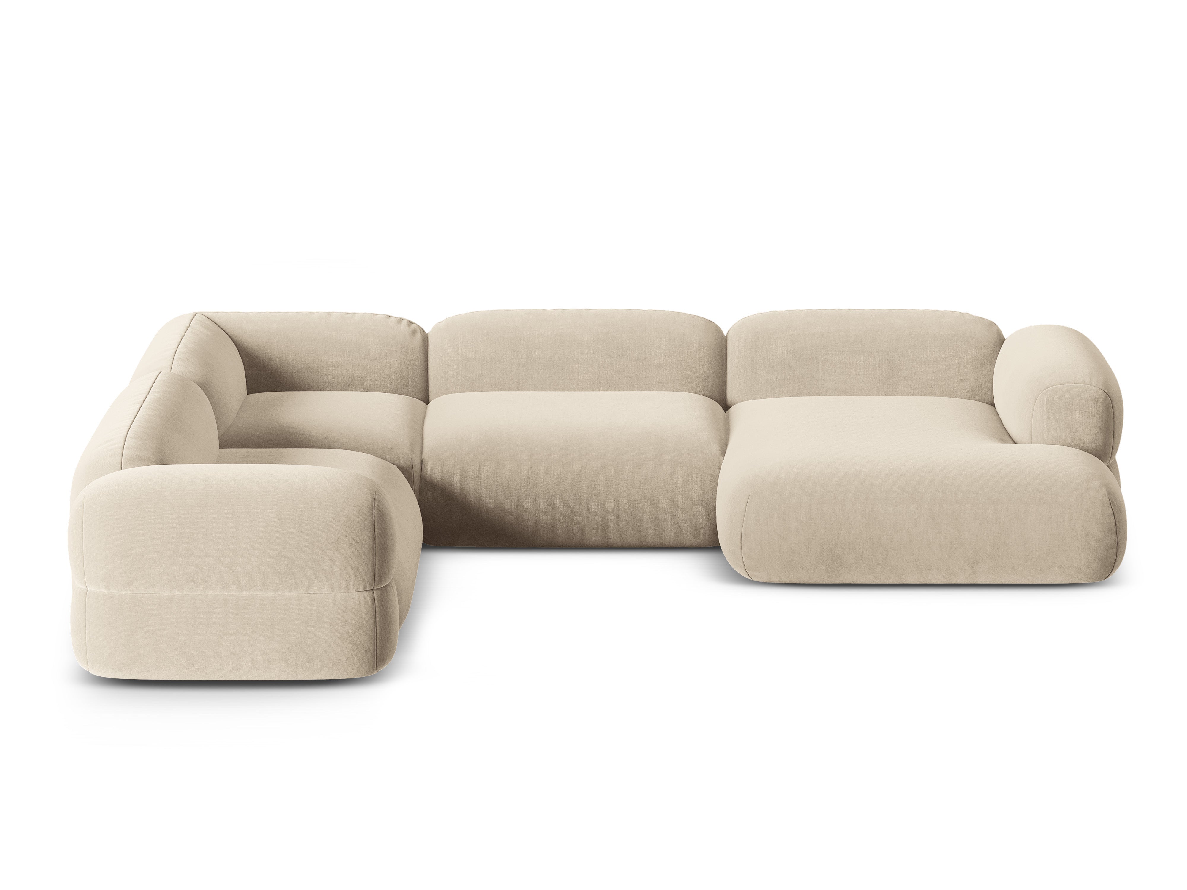 Left-facing U-shaped velvet corner sofa ROGER light beige