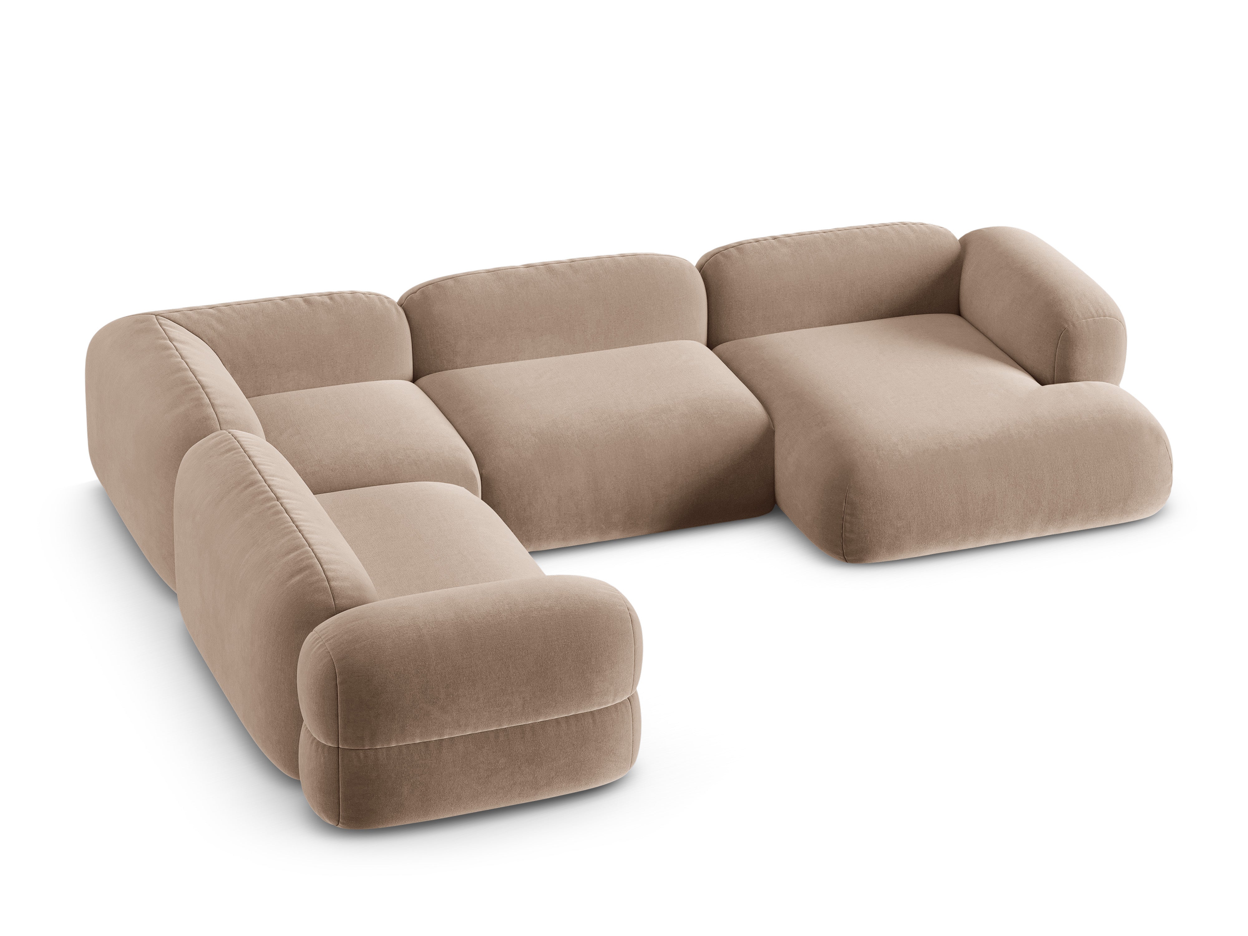 Left-facing U-shaped velvet corner sofa ROGER in dark beige