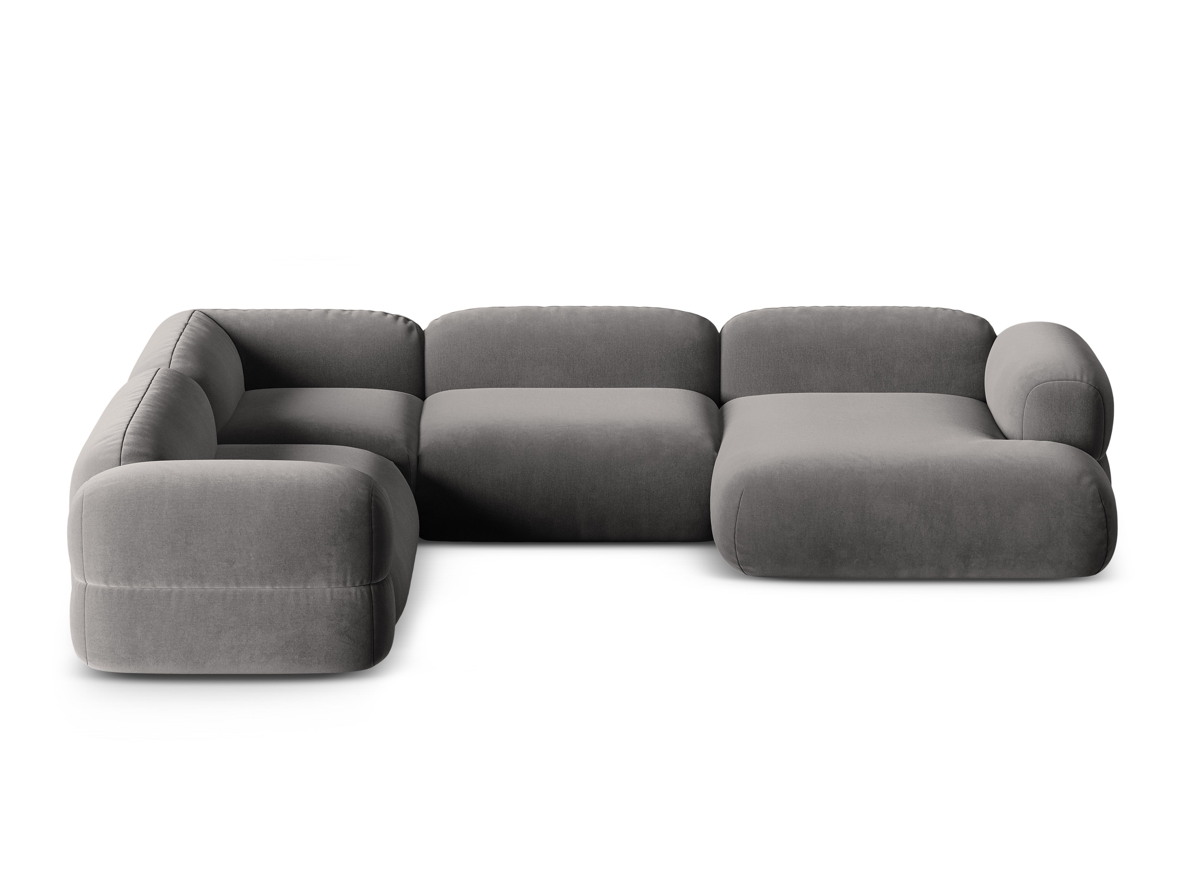 Left-facing U-shaped velvet corner sofa ROGER gray