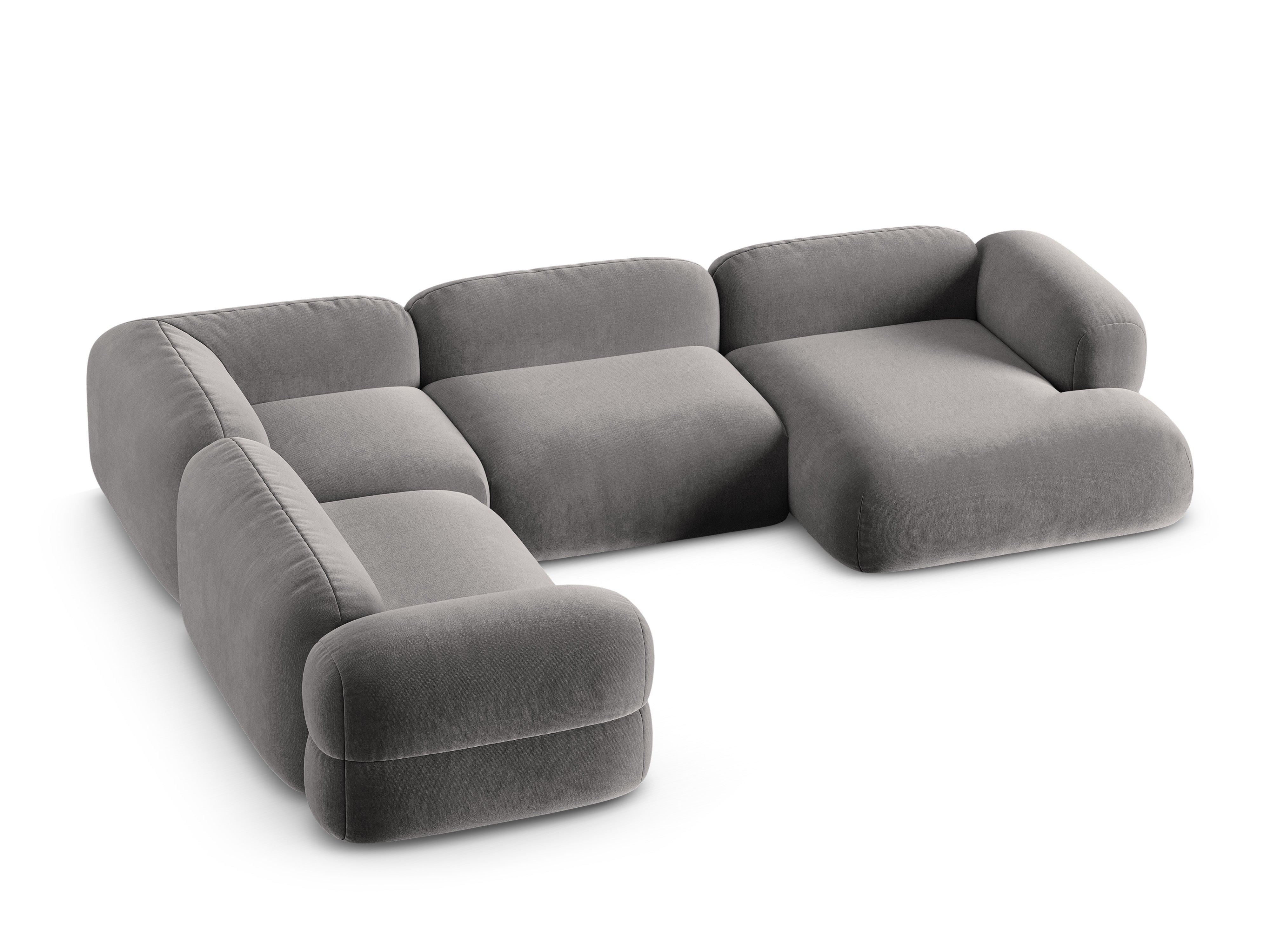 Left-facing U-shaped velvet corner sofa ROGER gray