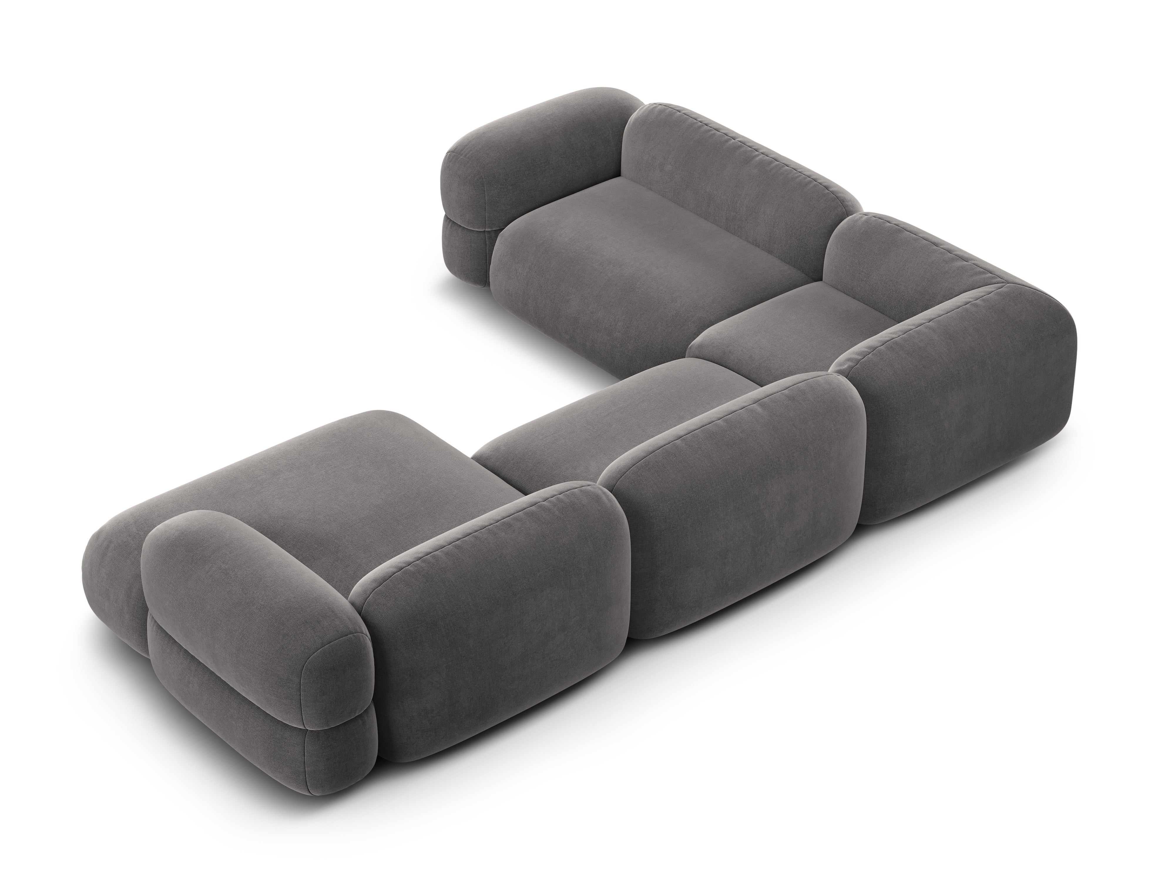 Left-facing U-shaped velvet corner sofa ROGER gray