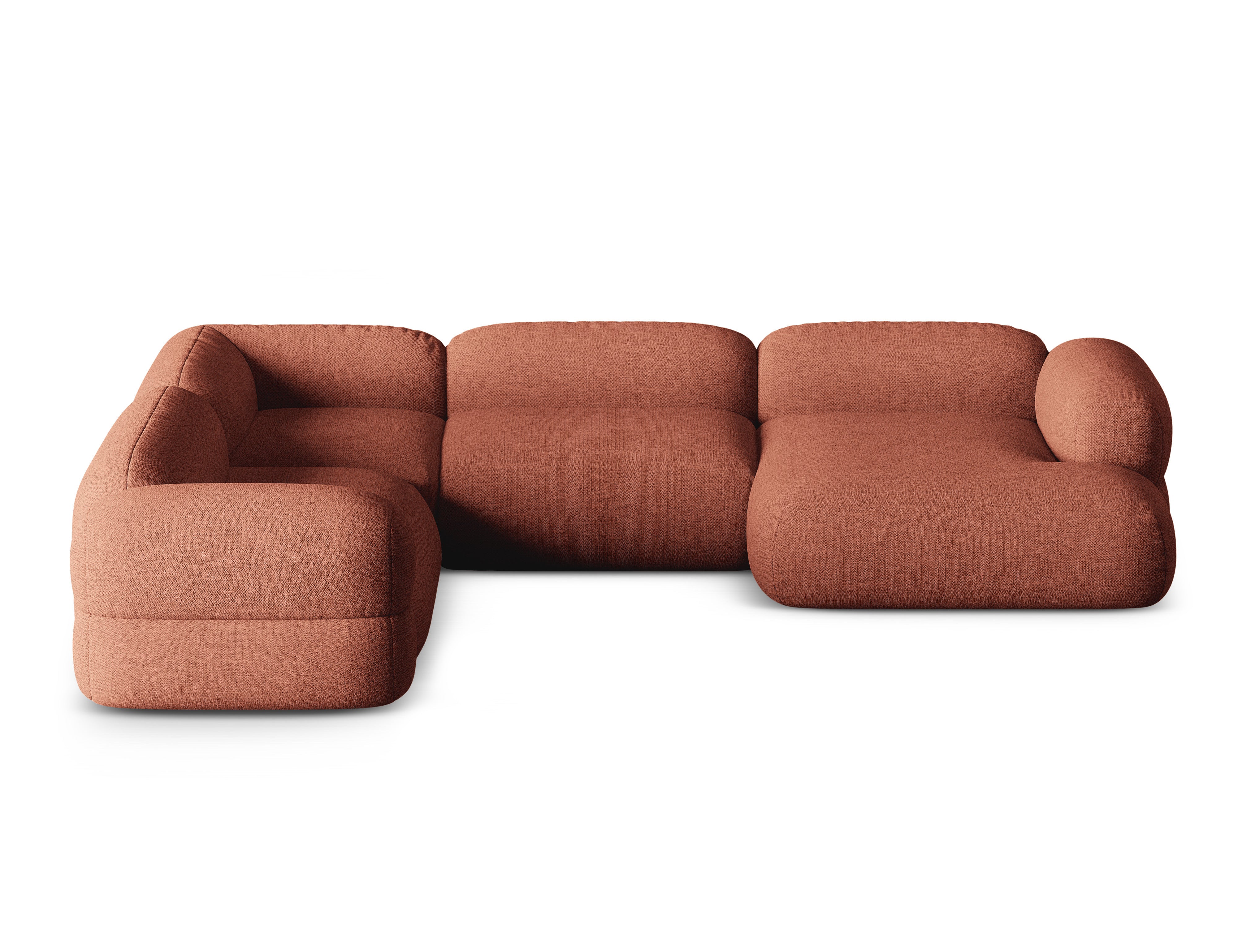 U-förmige linke Eckcouch ROGER korallenfarbener Chenille