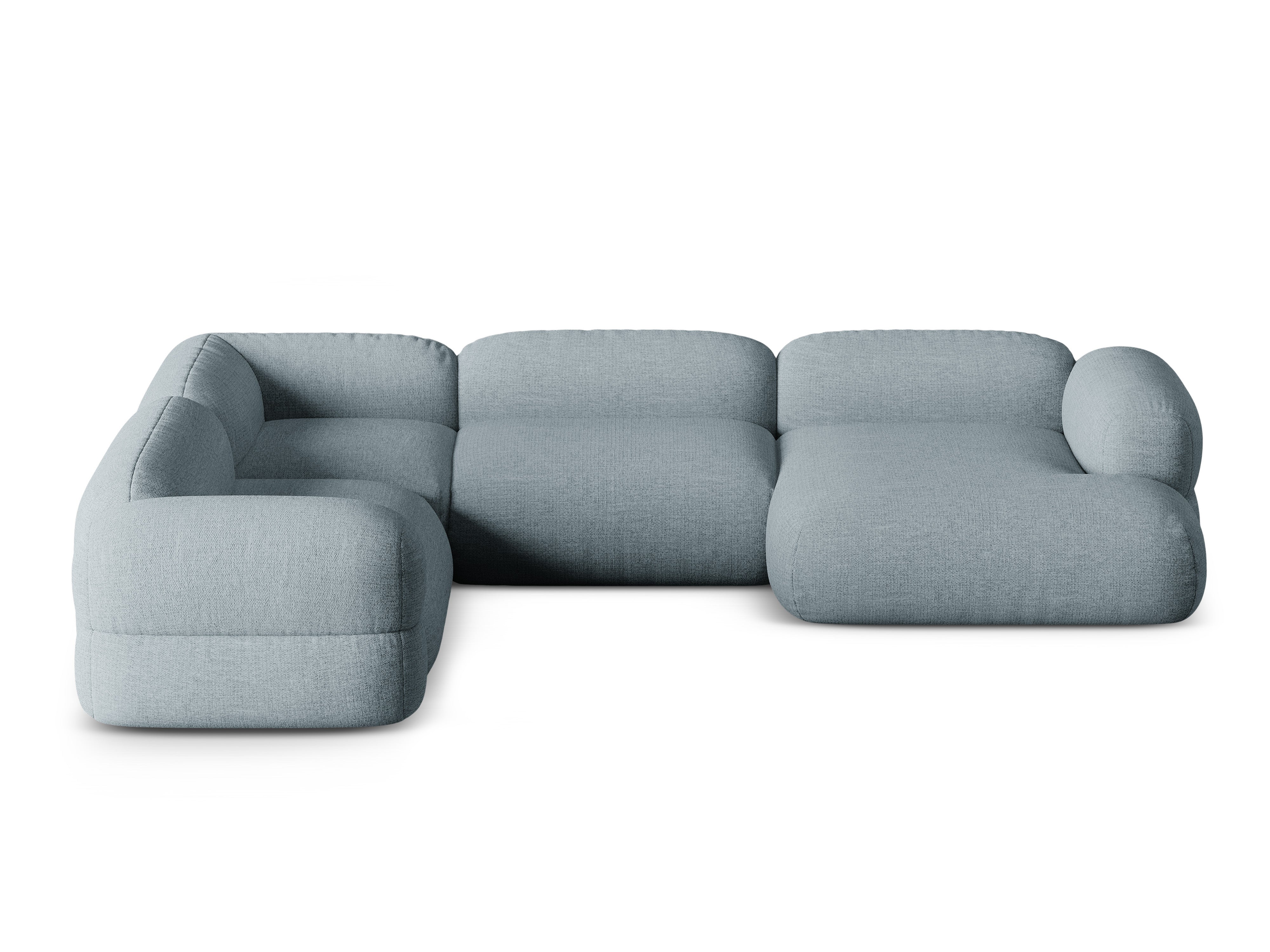 U-förmiger Ecksofa links ROGER himmelblaues Chenille