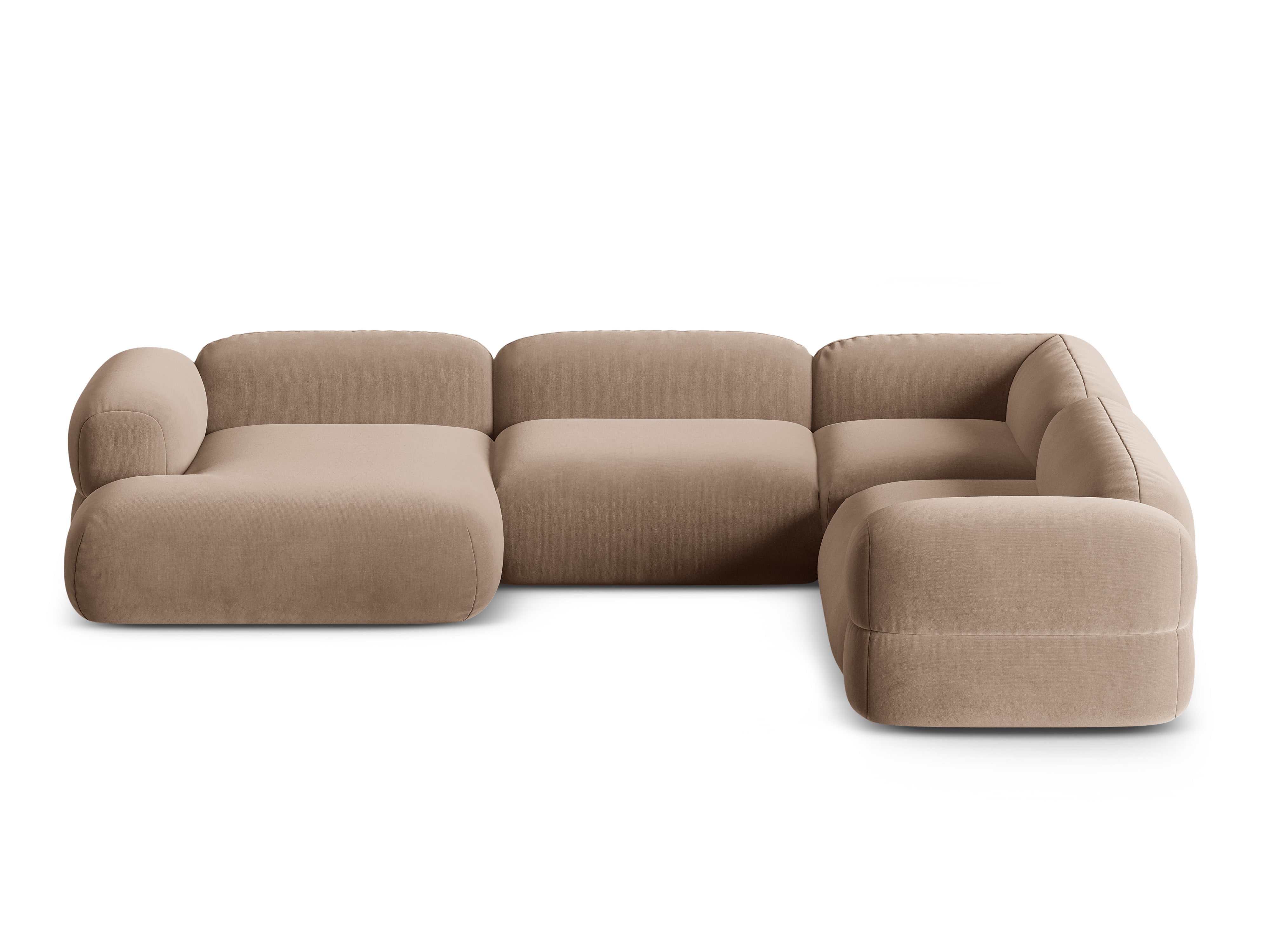 Right-facing U-shaped velvet corner sofa ROGER in dark beige
