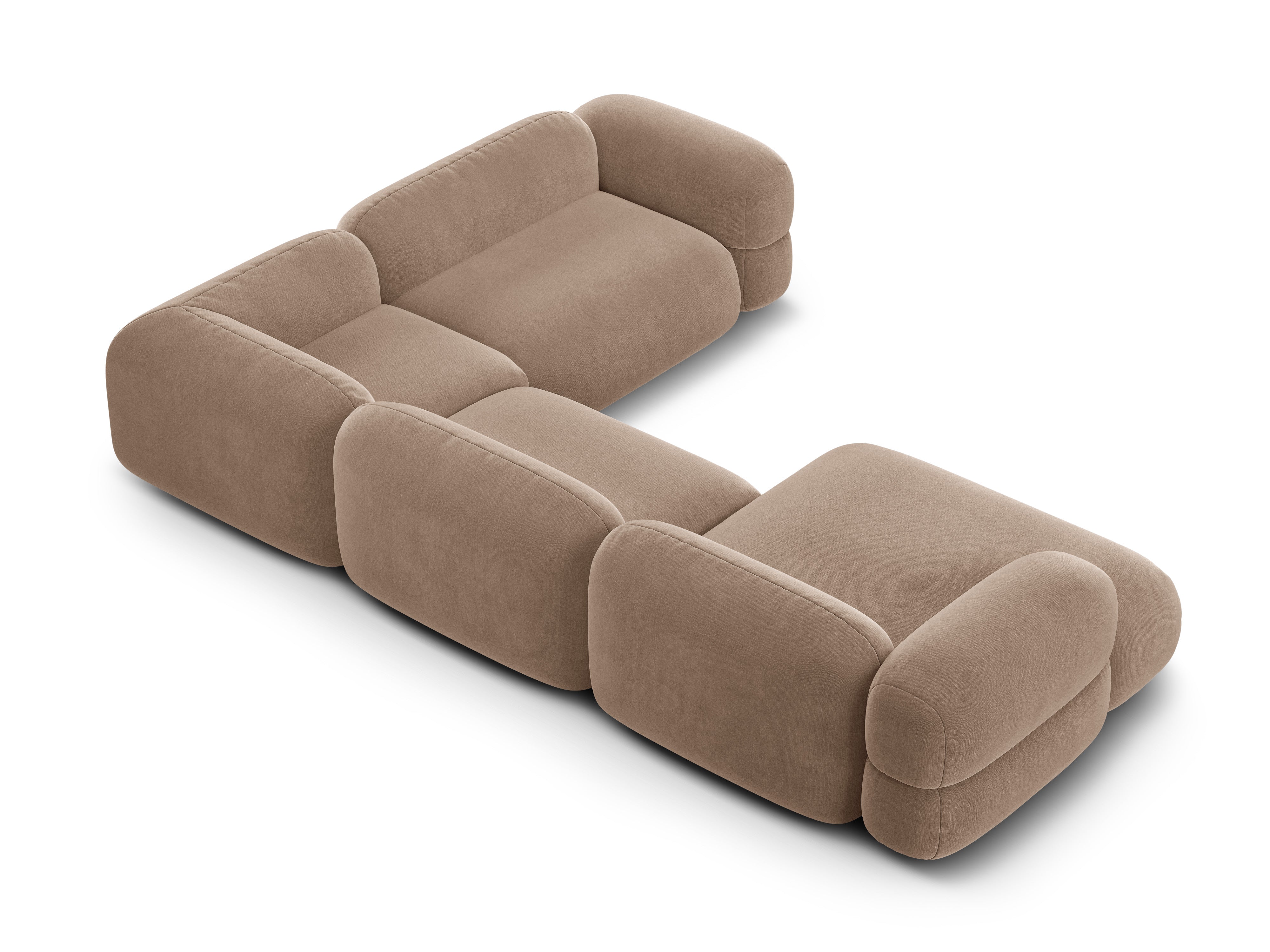Right-facing U-shaped velvet corner sofa ROGER in dark beige