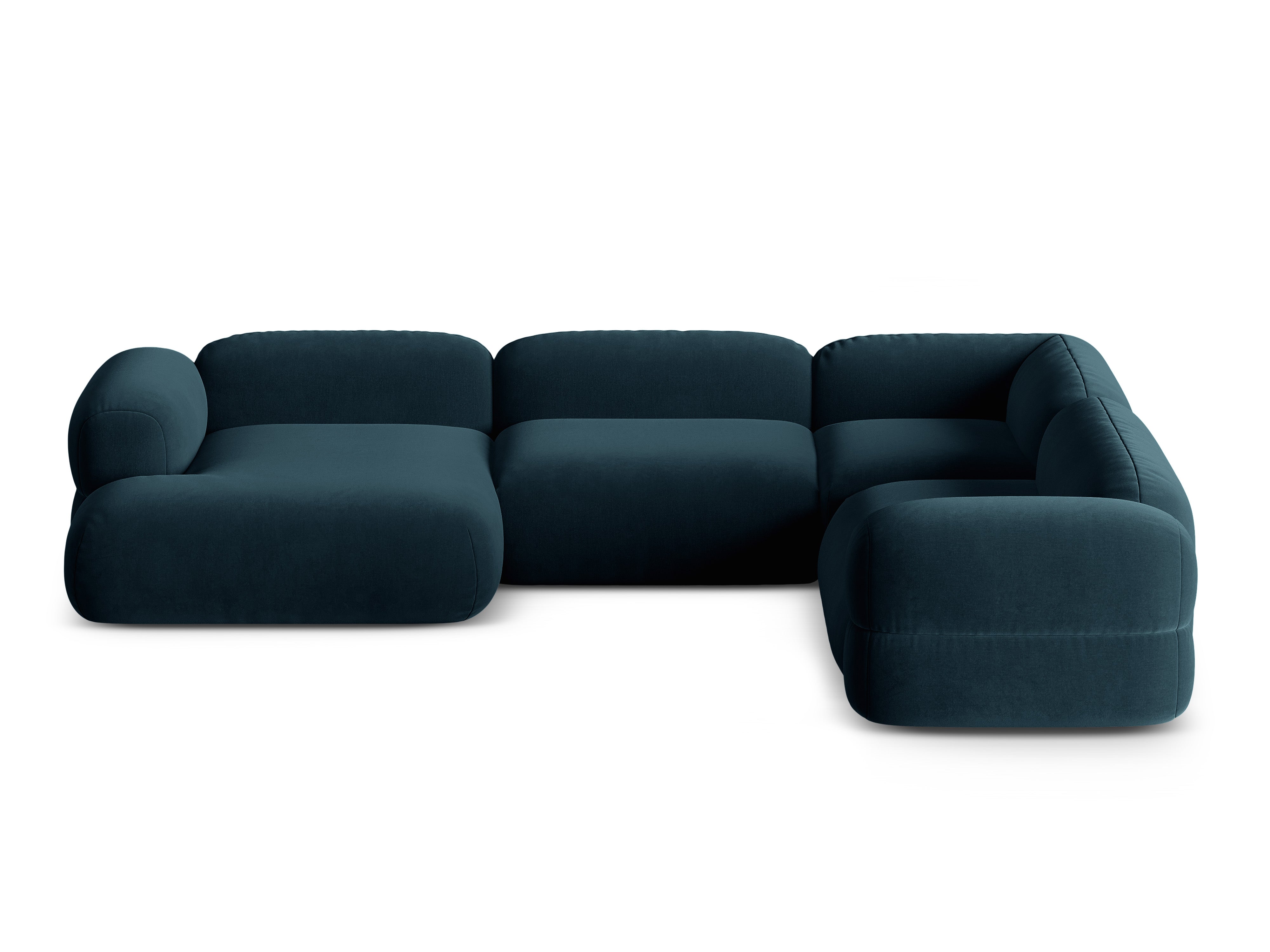 Velvet U-shaped right-facing corner sofa ROGER petrol blue
