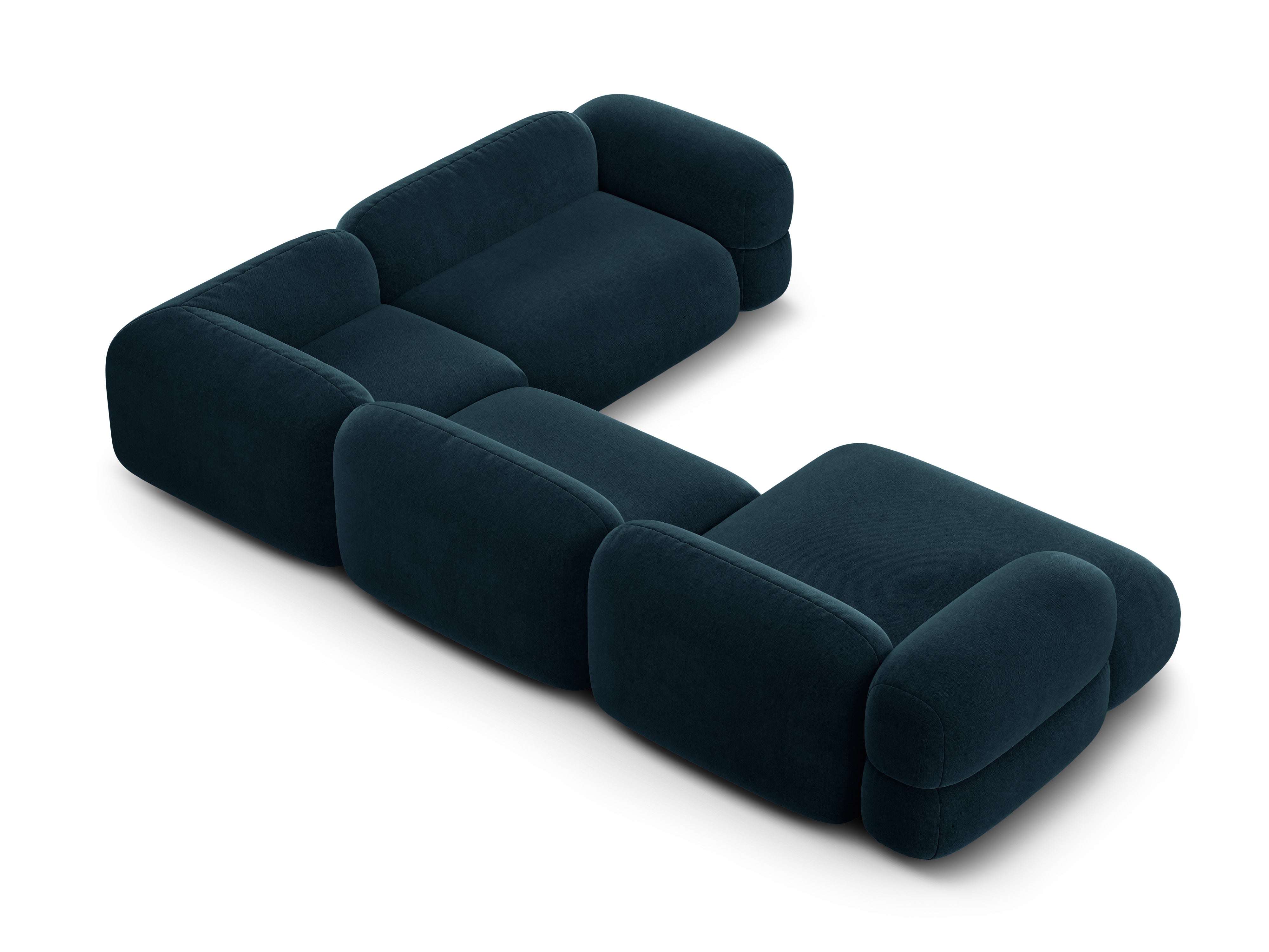 Velvet U-shaped right-facing corner sofa ROGER petrol blue