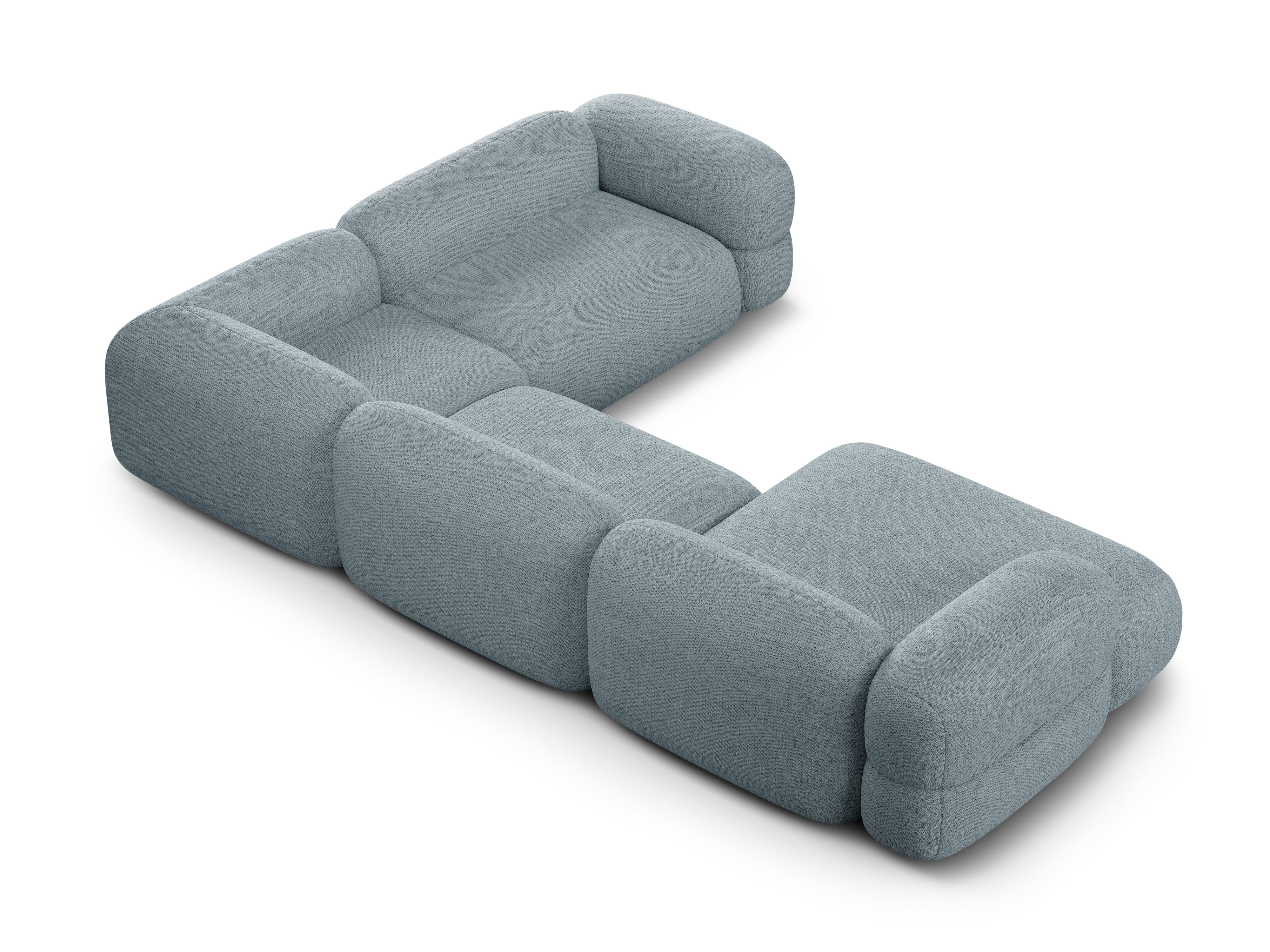 Right-facing U-shaped corner sofa ROGER blue chenille