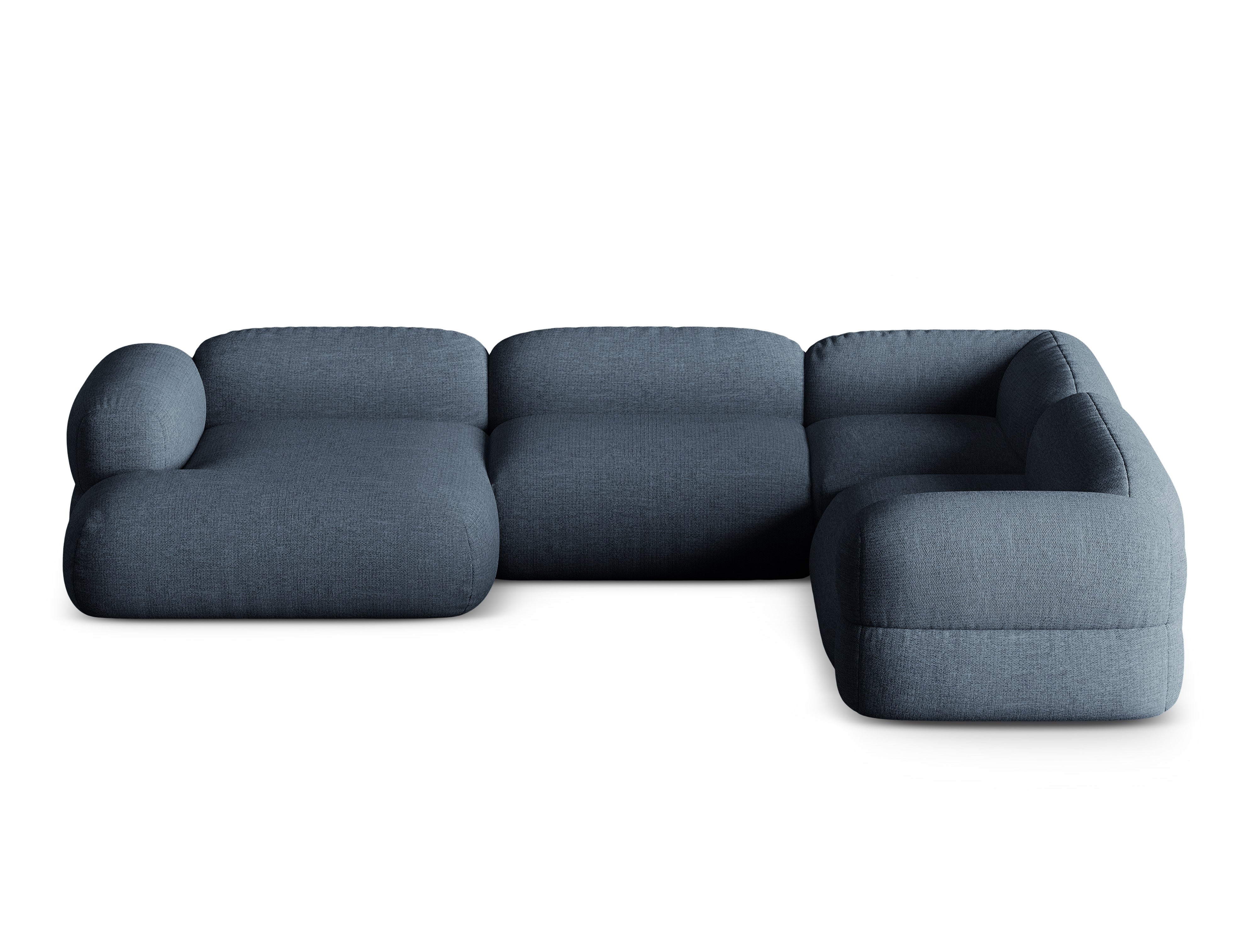 U-förmiger Ecksofa rechts ROGER dunkelblaues Chenille