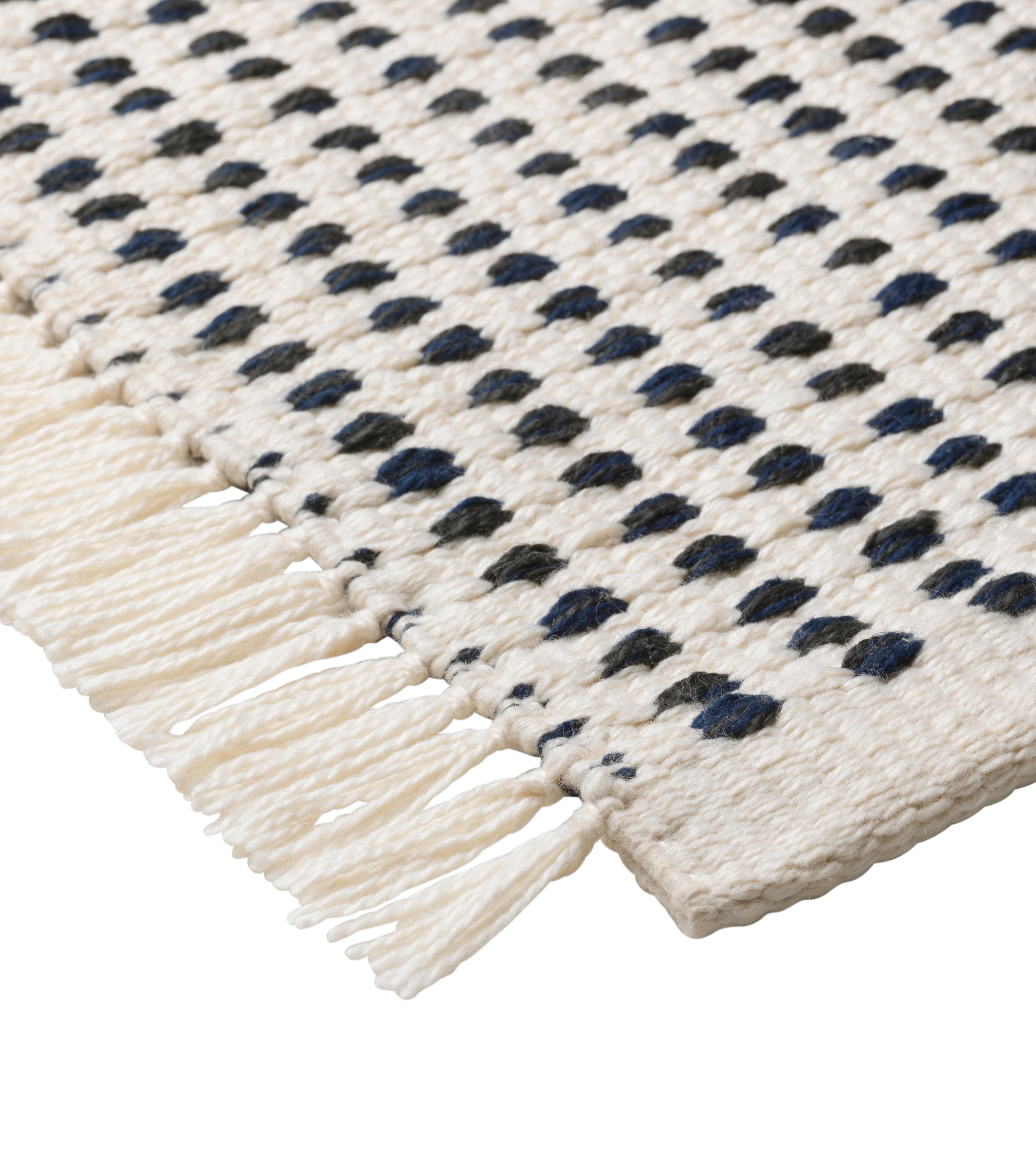 WAY Läufer Off-White mit blauen Punkten