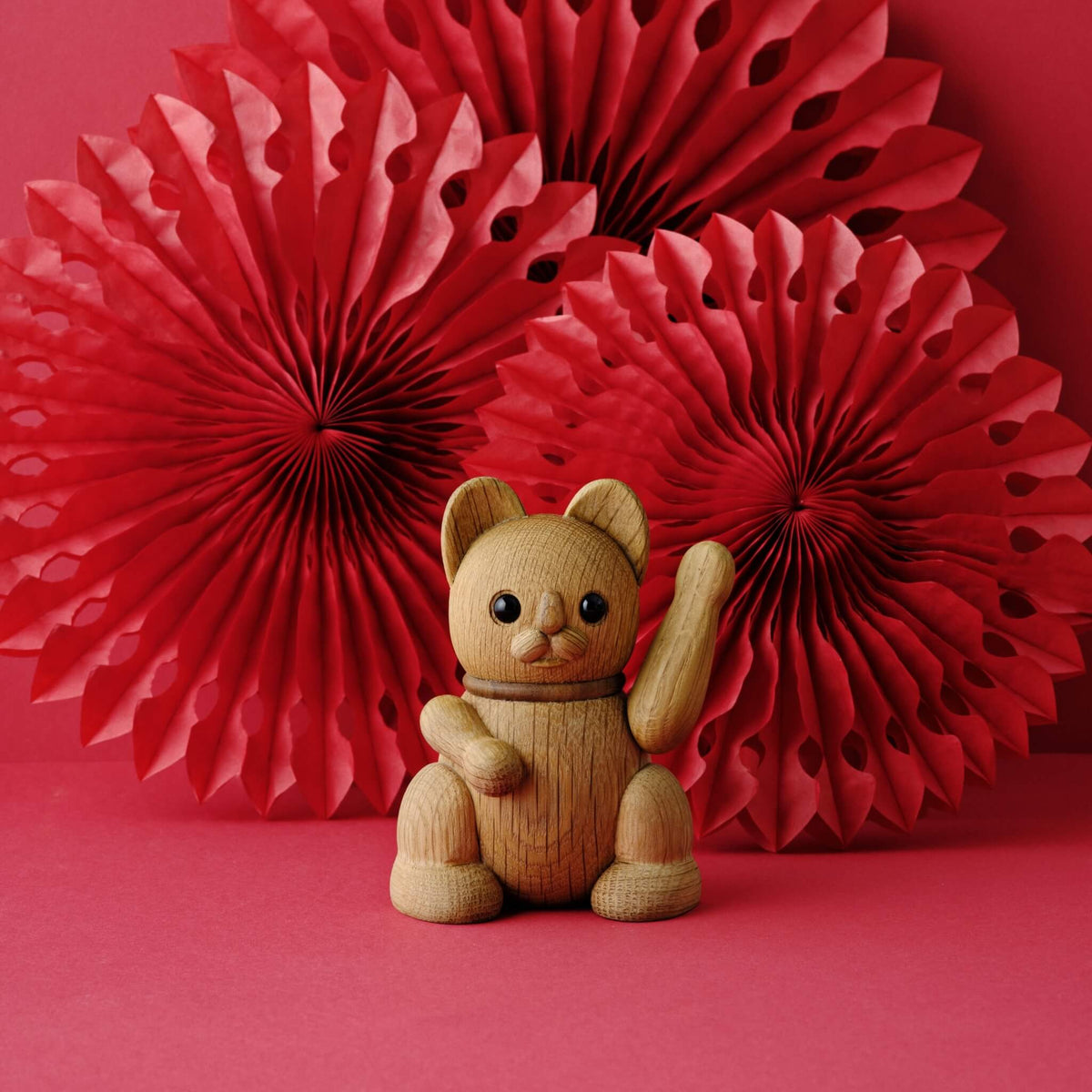 Dekorative Figur LUCKY CAT aus Eichenholz