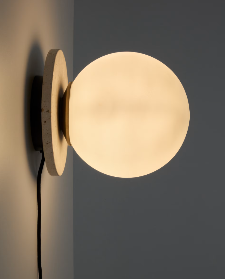 Lampa ścienna MALACHI jasnobeżowy trawertyn – szkło, Kave Home