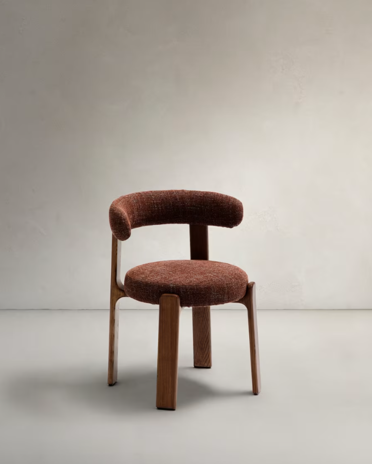 GRANITE chair in brown chenille with a dark ash base