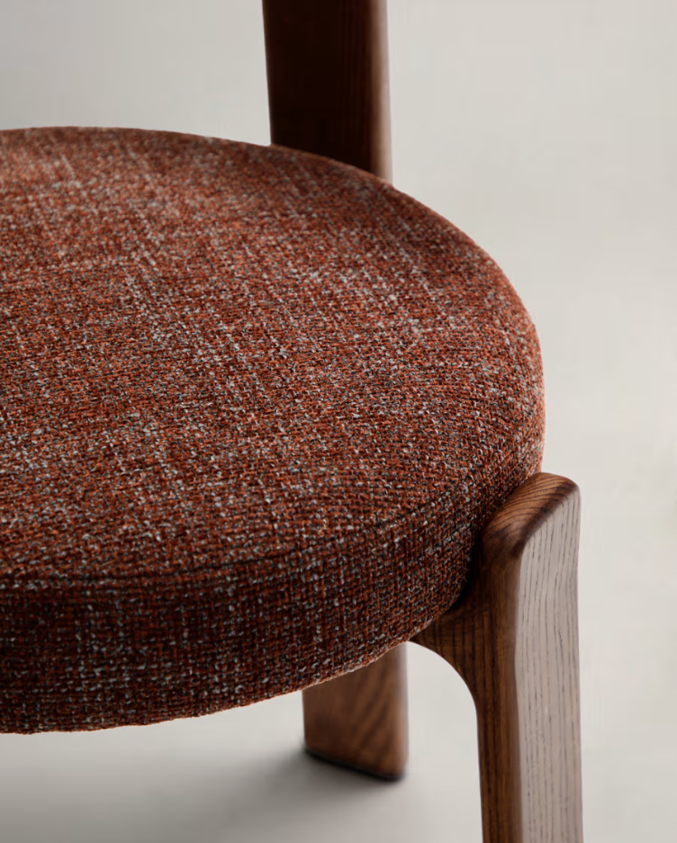 GRANITE chair in brown chenille with a dark ash base
