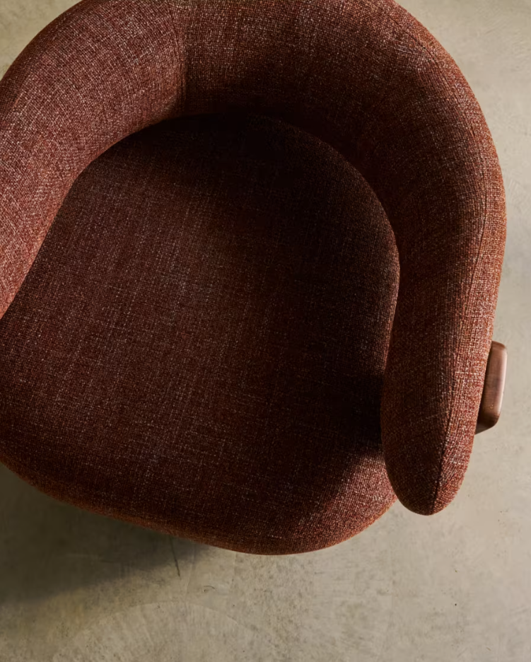 Sessel GRANITE braunes Chenille mit dunklem Eschenfuß