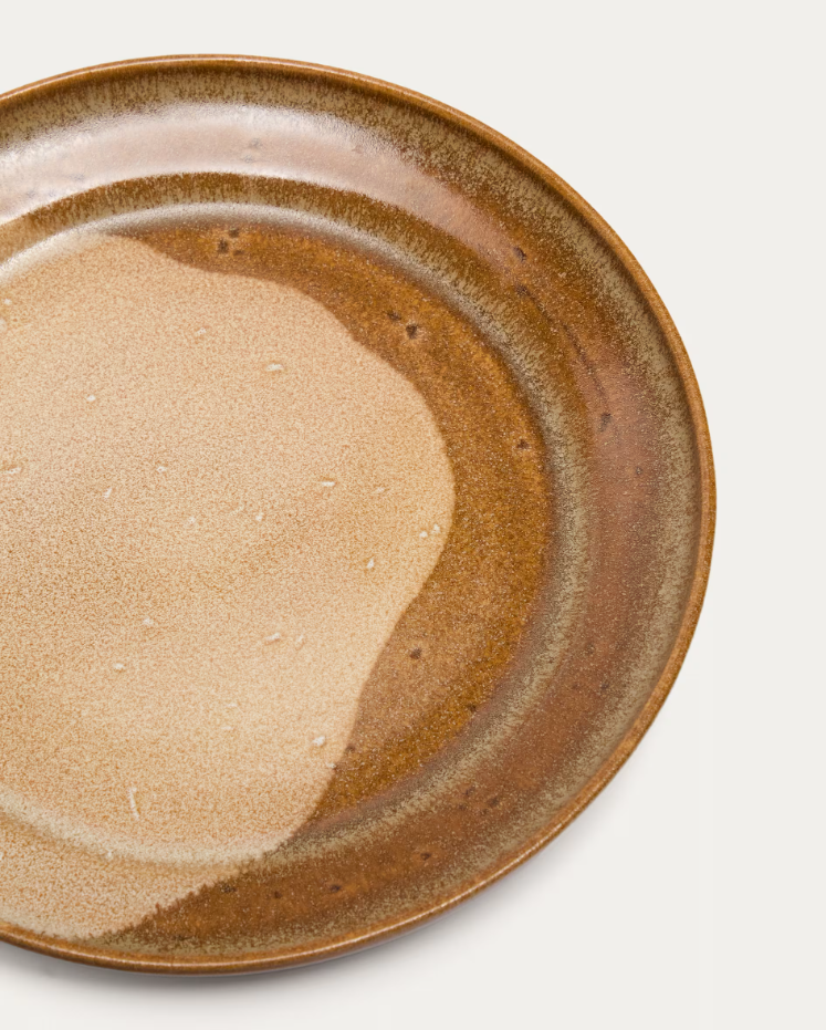Flacher Teller NAGOLI braune Keramik