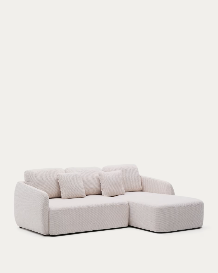 Left-sided corner sofa bed for 3 people LAIRA écru