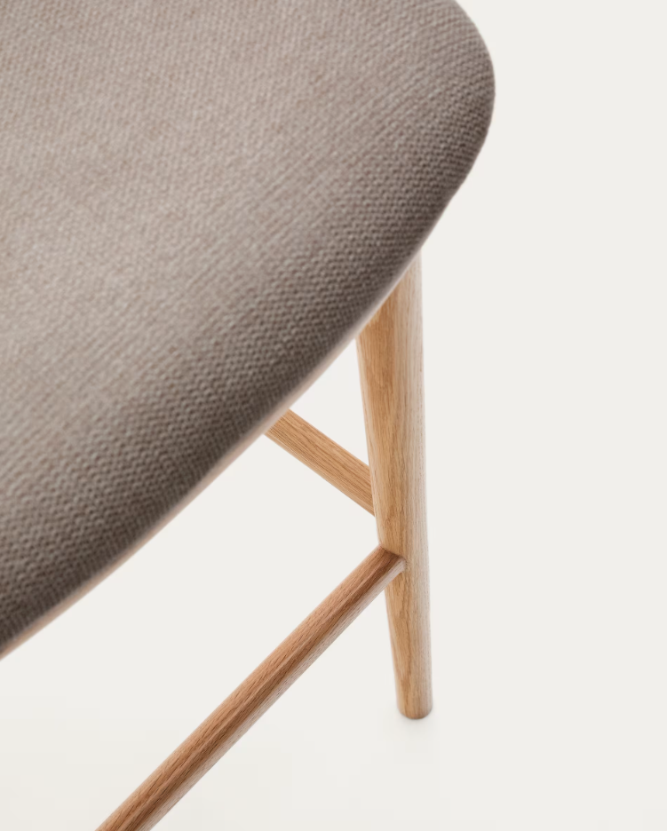 Bar Stool CISELIA Light Brown Chenille with Light Ash Base