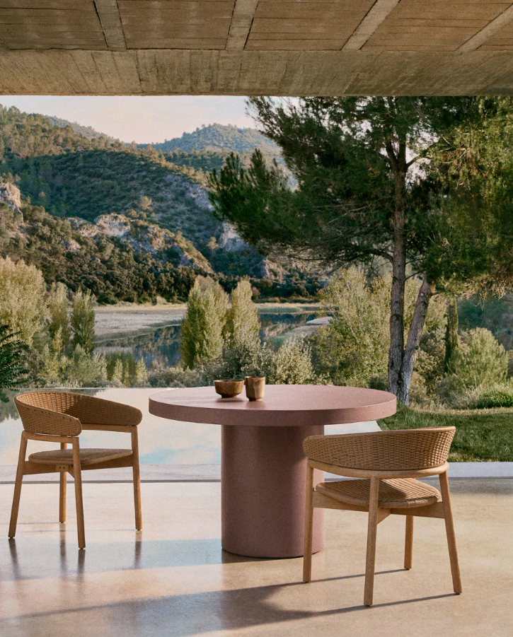 Arinella externer Stuhl Festes Akazienholz mit einem beige Seil