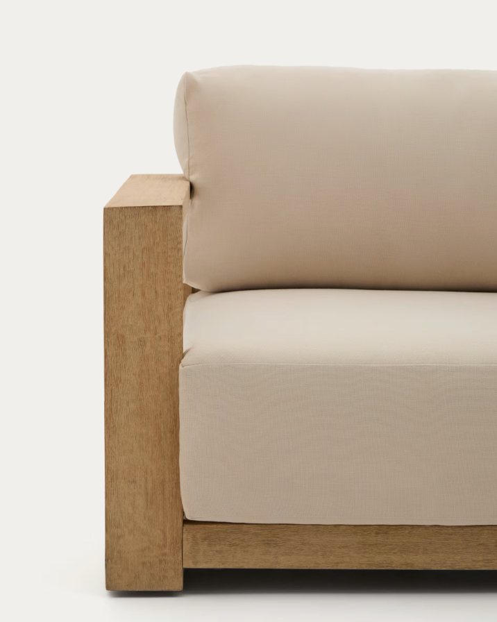 Outdoor Corner Sofa AMBRA Acacia Wood with Cream Seat