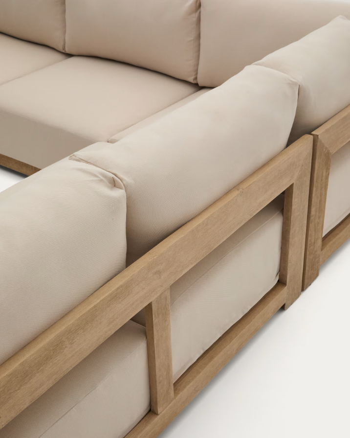 Outdoor Corner Sofa AMBRA Acacia Wood with Cream Seat
