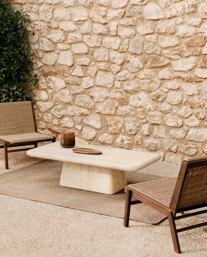 Outdoor Coffee Table DRASI Cement Imitating Travertine