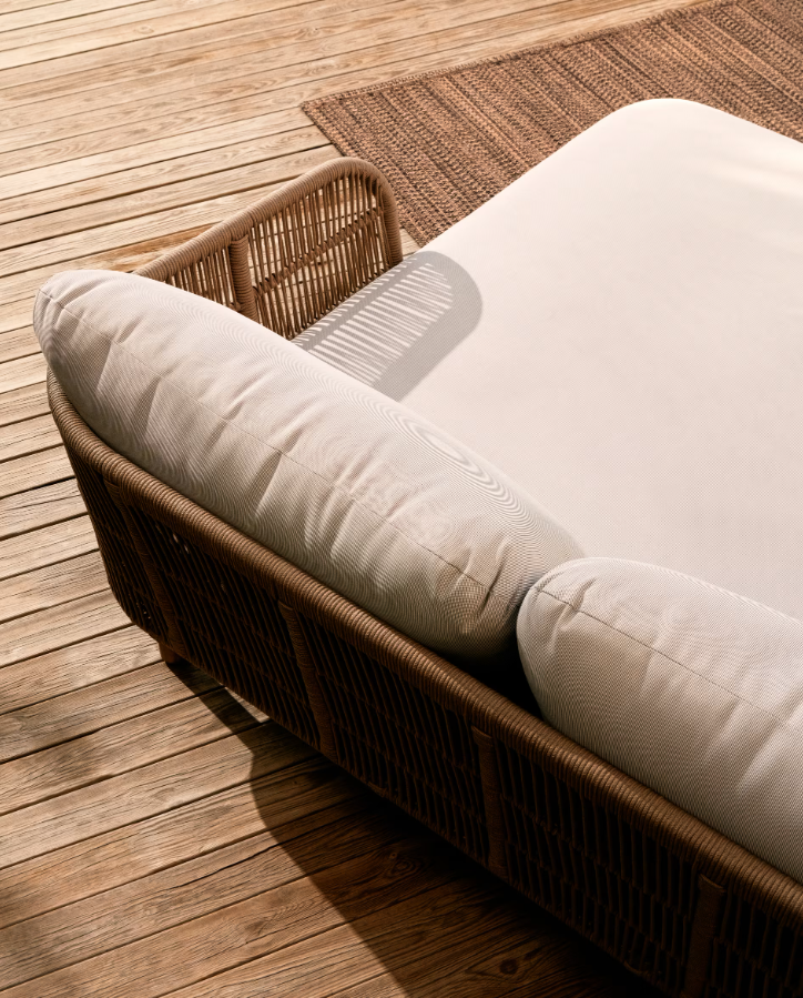 Double Garden Lounger CATALINA made of light acacia wood