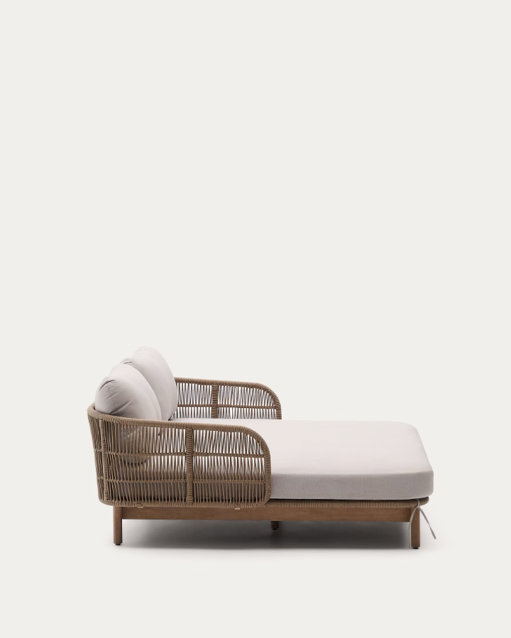Double Garden Lounger CATALINA made of light acacia wood