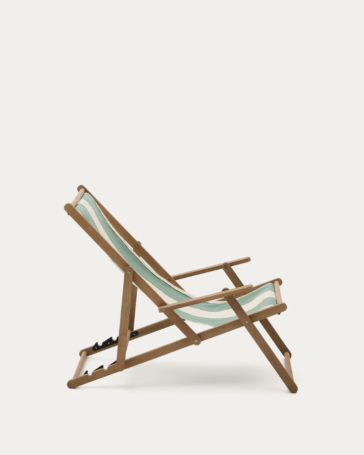VILARA Green-Beige Lounger with Acacia Base
