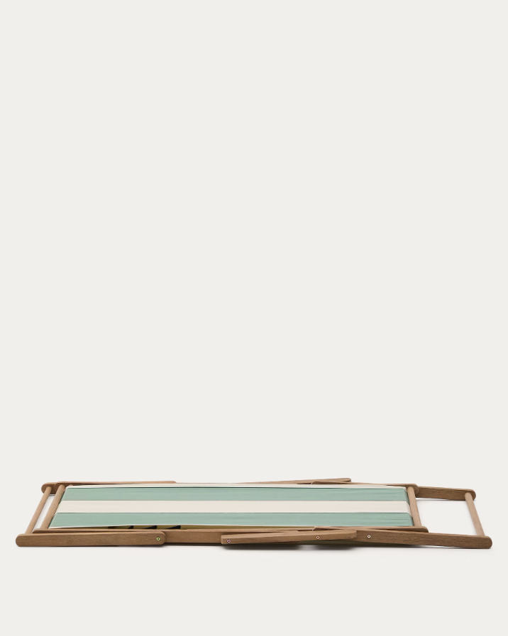 VILARA Green-Beige Lounger with Acacia Base