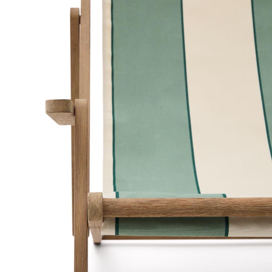 VILARA Green-Beige Lounger with Acacia Base