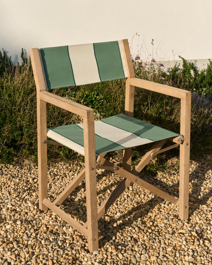 Klappstuhl für den Außenbereich VILARA grün-beige mit Akazienbasis