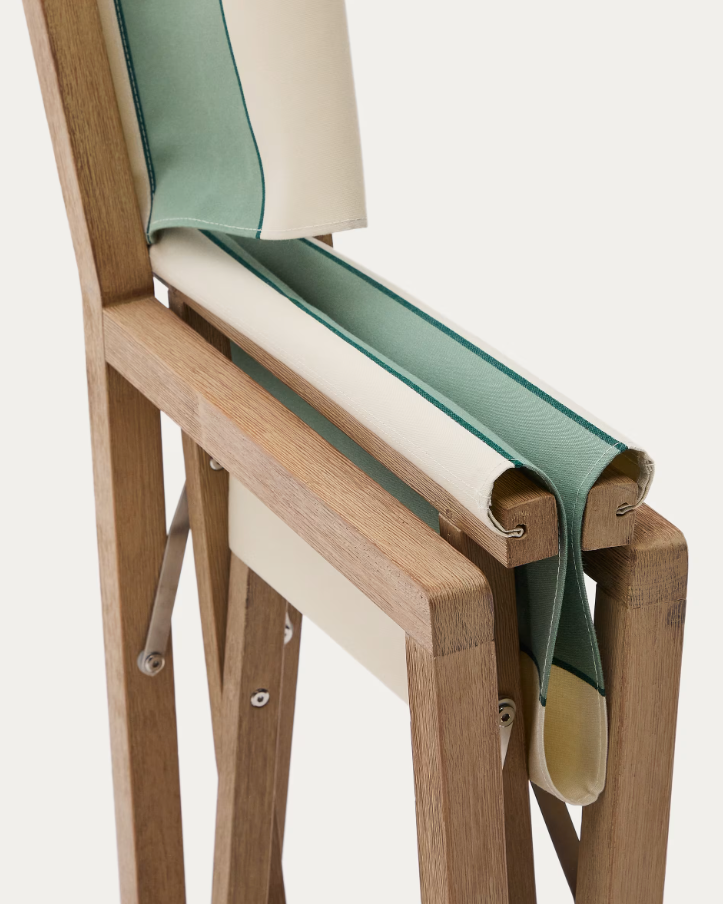 Klappstuhl für den Außenbereich VILARA grün-beige mit Akazienbasis