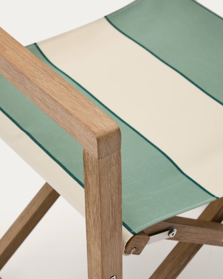 Klappstuhl für den Außenbereich VILARA grün-beige mit Akazienbasis