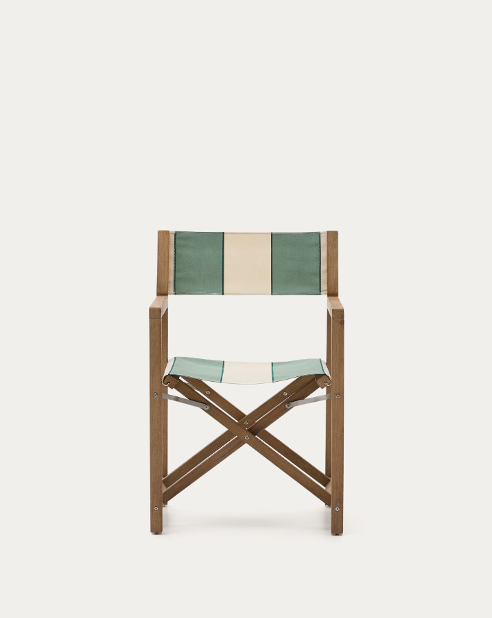 Klappstuhl für den Außenbereich VILARA grün-beige mit Akazienbasis