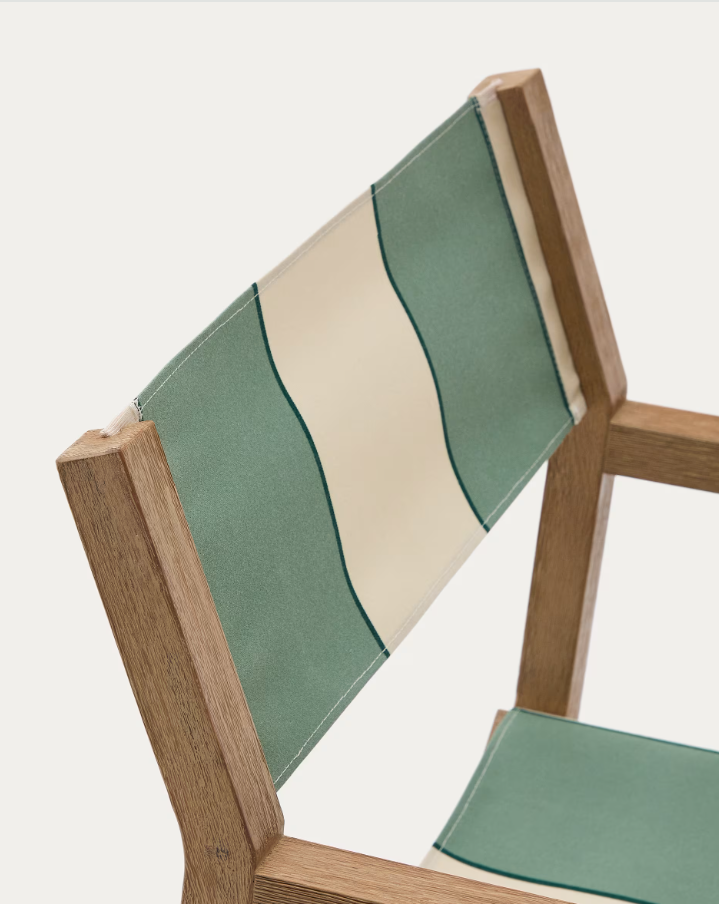 Klappstuhl für den Außenbereich VILARA grün-beige mit Akazienbasis
