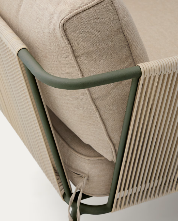 Outdoor Armchair ZIVIA linen ecru with Steel Base