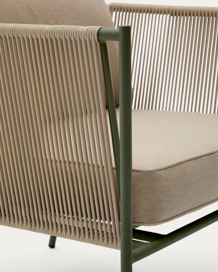 Outdoor Armchair ZIVIA linen ecru with Steel Base