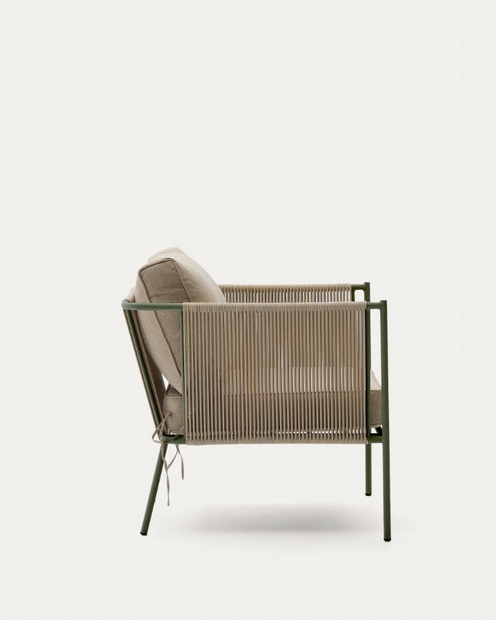 Outdoor Armchair ZIVIA linen ecru with Steel Base
