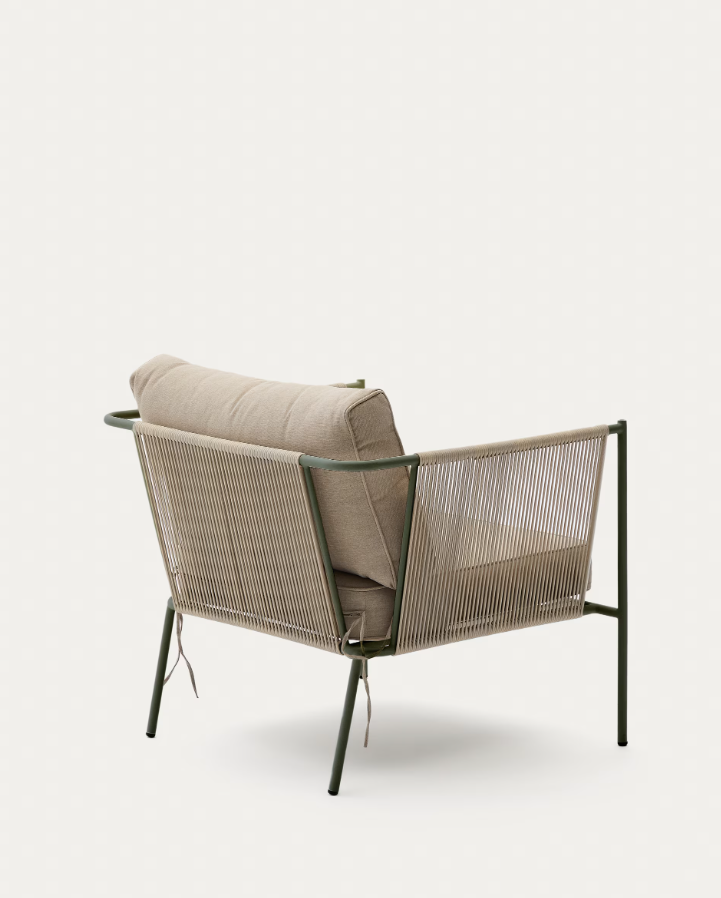 Outdoor Armchair ZIVIA linen ecru with Steel Base