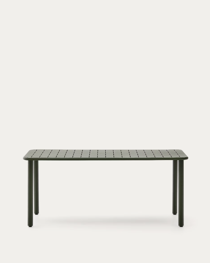 Grüne Stahl -Brai -Gartentisch