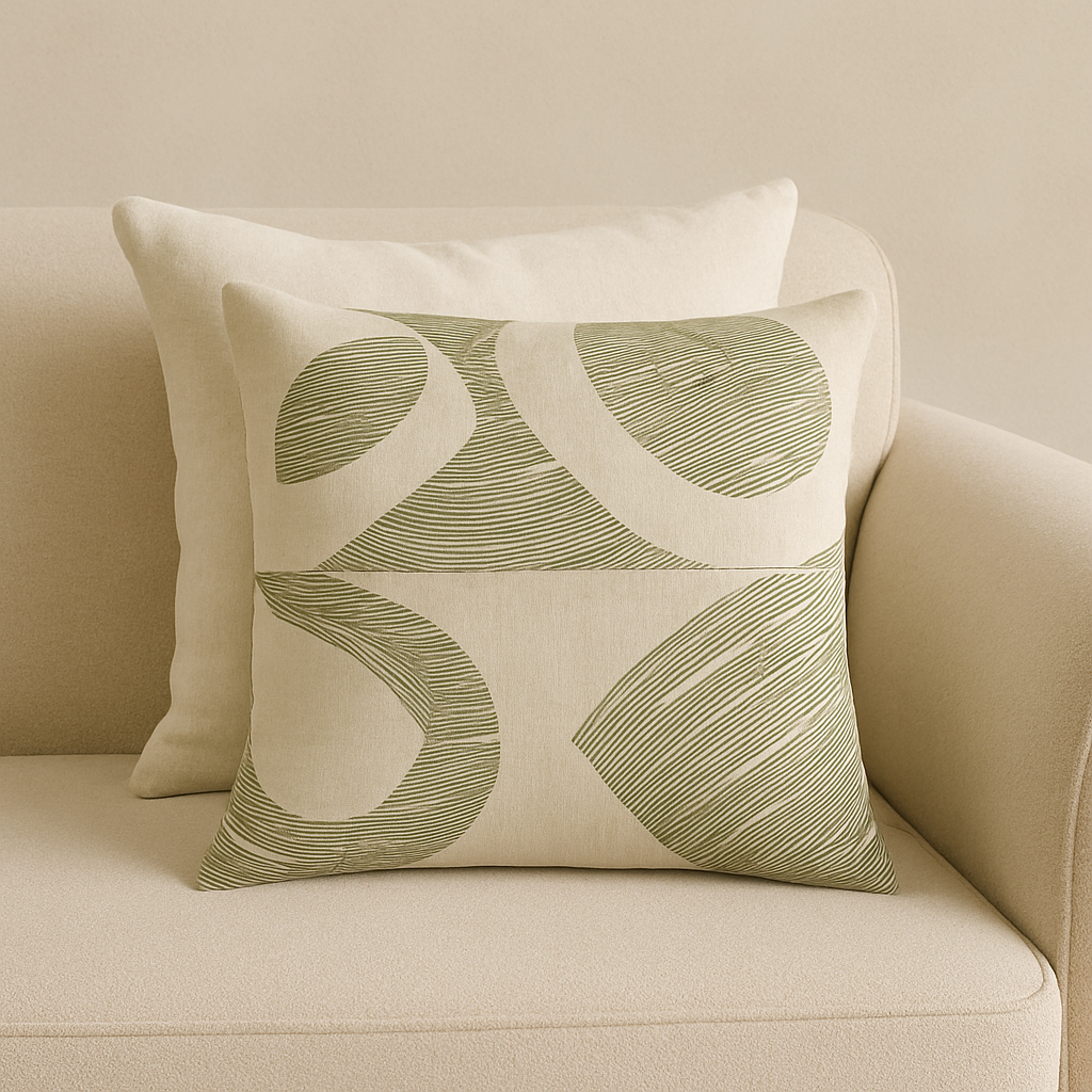Aeolus beige pillow with green