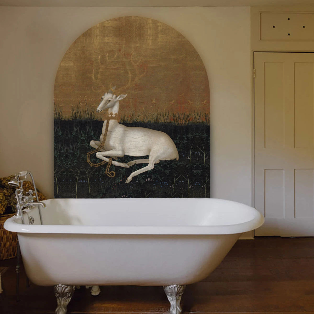 Vlies-Tapete in Bogenform MAJESTIC REST gold mit grünem Akzent