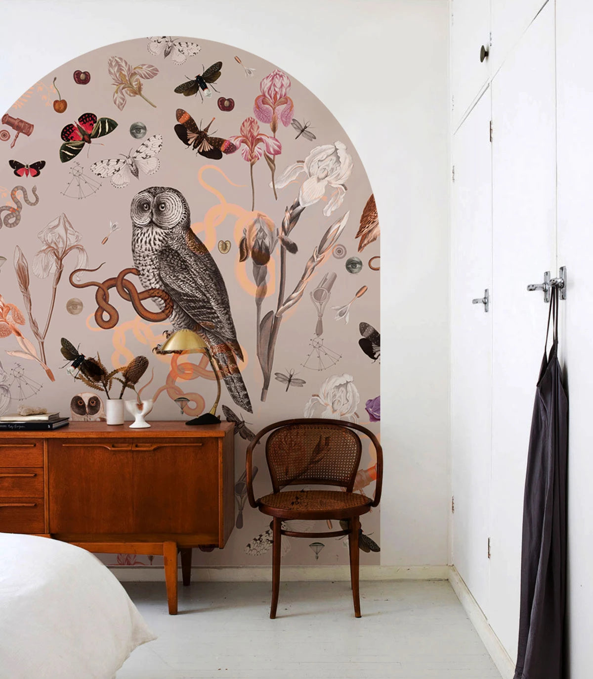 Vlies-Tapete in Bogenform PINK OWLS rosa