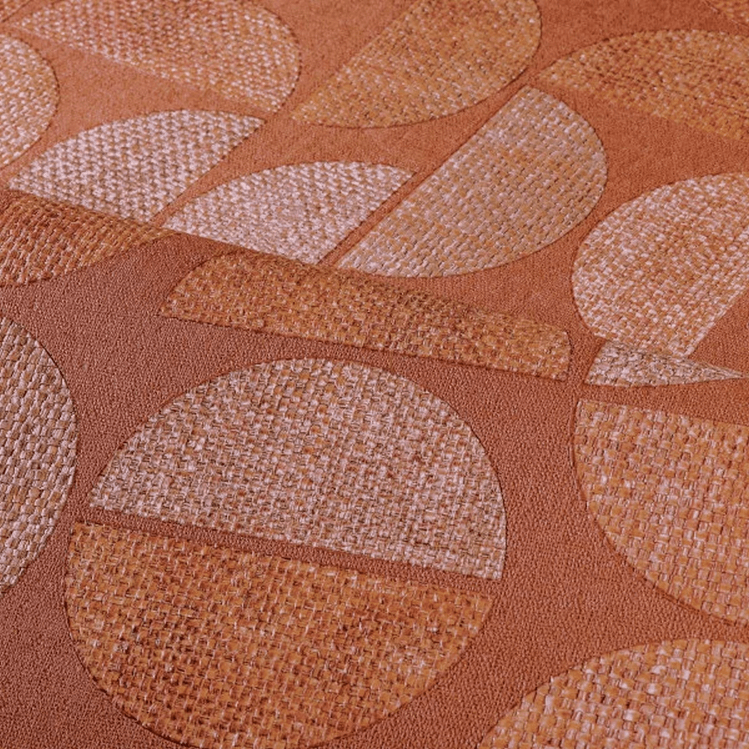Strukturierte Tapete, die Raphia imitiert, mit geometrischem Muster DUALIS - ORANGE BRÛLÉ orange