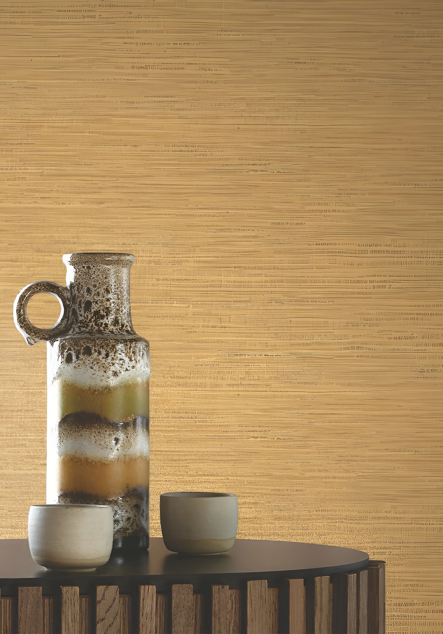 Structural wallpaper imitating canvas OCCITAN - MUSTARD honey