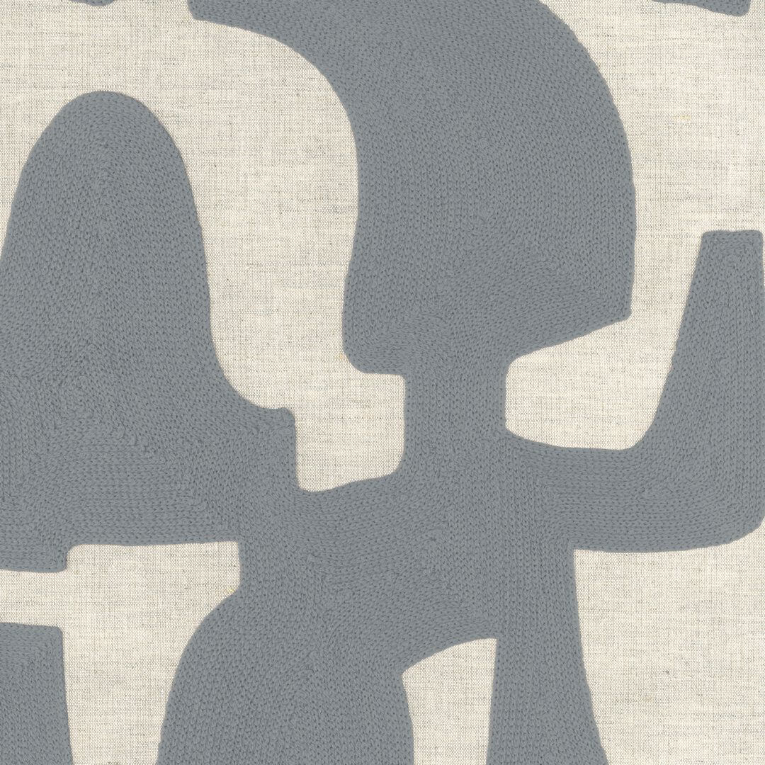 Textile wallpaper with an abstract pattern MONODIE - GRIS CRAIE blue-gray with cream