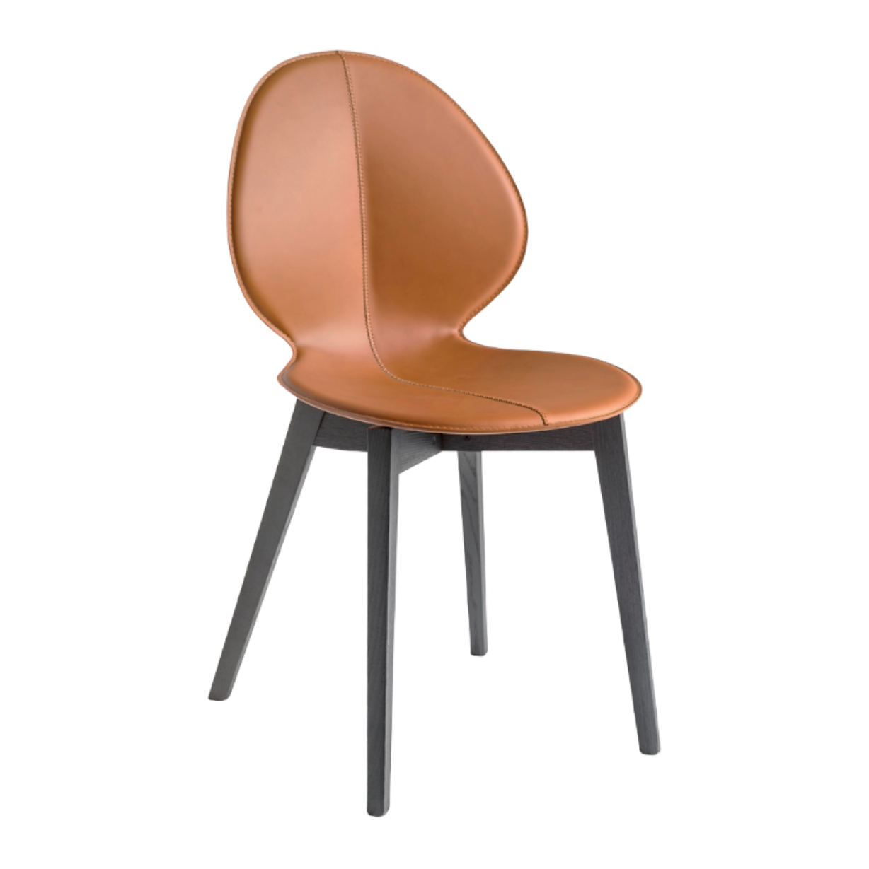 Stuhl BASIL mit braunem Sitz und grauem Holzgestell