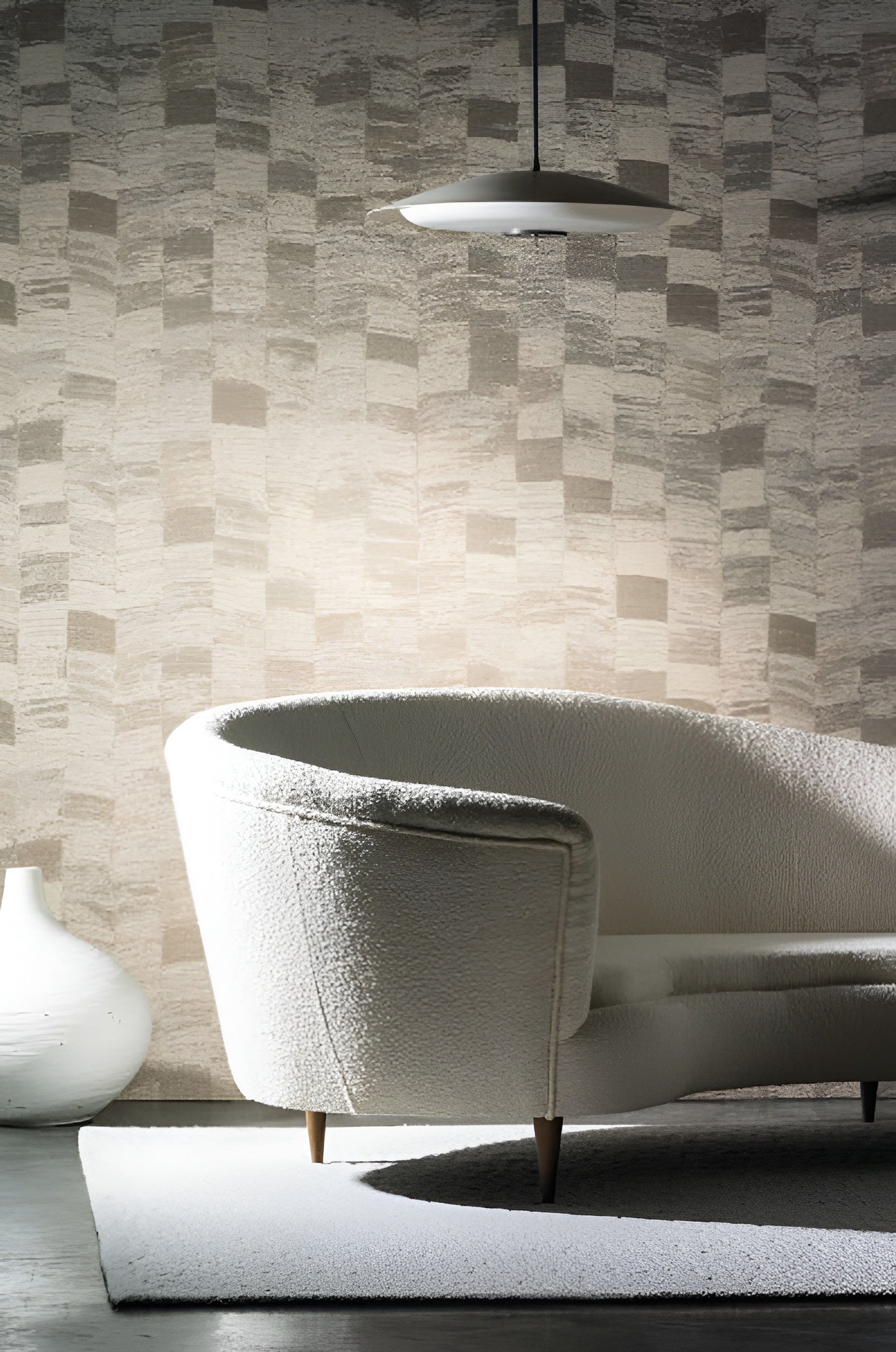 Textilstruktur-Tapete mit geometrischem Muster PUEBLOS - OCRE goldgelb