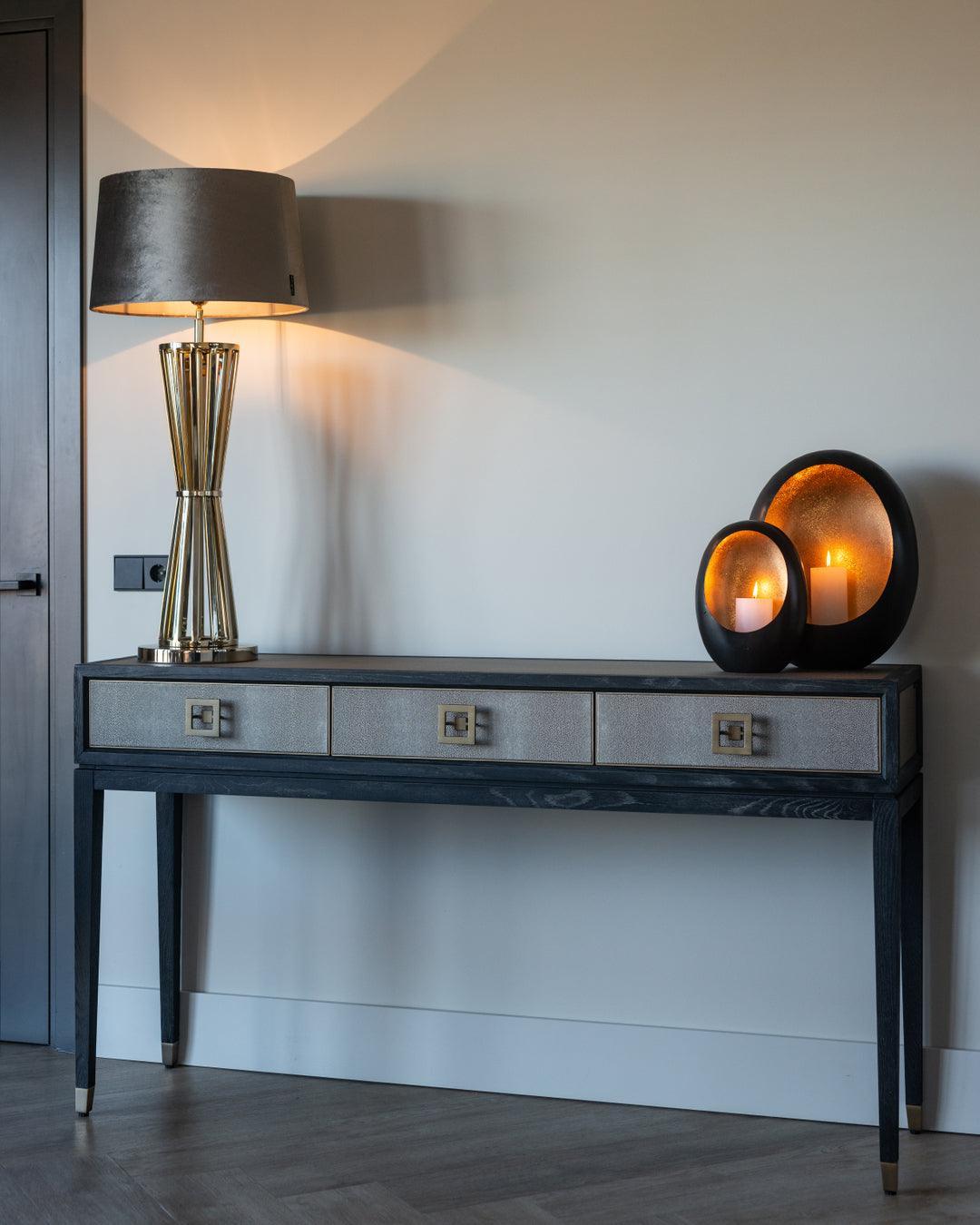 Biurko BLOOMINGVILLE drewno dębowe ze złotym Richmond Interiors Eye on Design